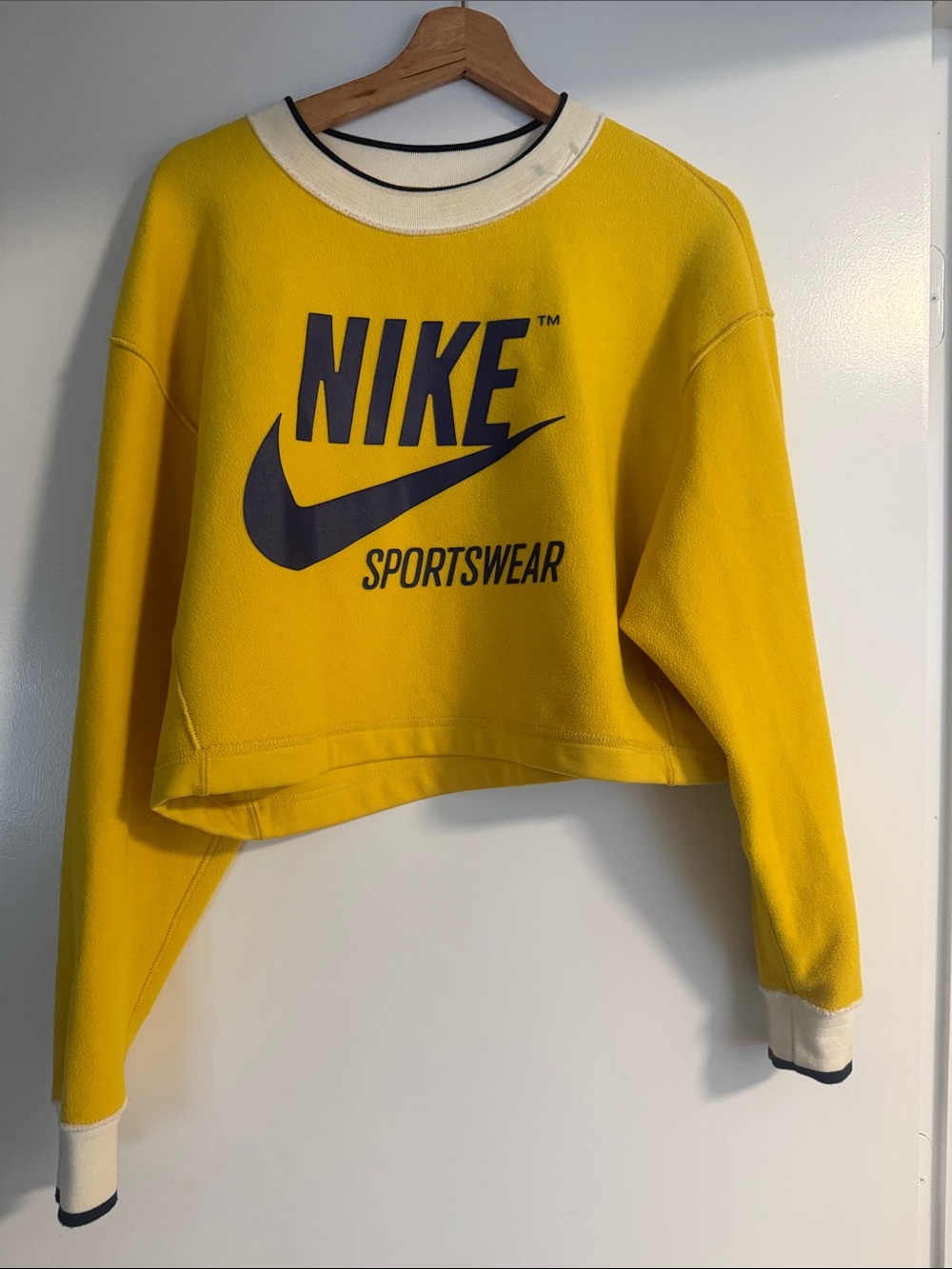 Nike Yellow Cropped Crewneck Sweatshirt with Cream Trim